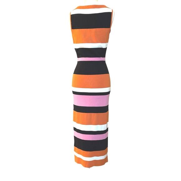 TIMING Womens Modern Pop Striped Sweater Dress Size L Black/Orange/Pink - Picture 7 of 10
